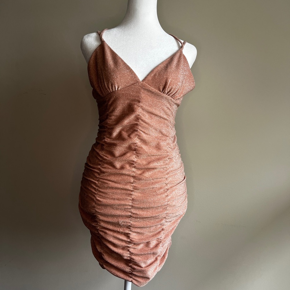 Wild Fable Women’s Extra Small Pink-Coral Ruched Bodycon Mini Dress